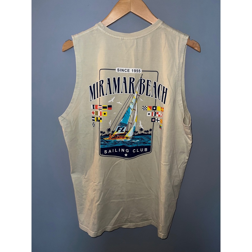 Alvin's Island Miramar Beach Sailing Club Muscle Tee Tan Mens Size M Destin FL
